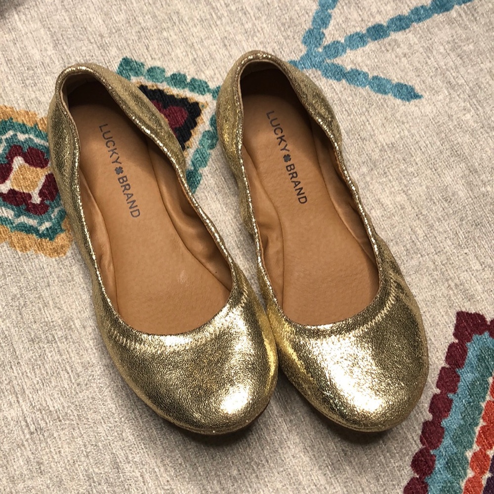 Lucky Brand Gold Leather Ballet Flats